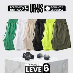[Leve 6, Pague Só 3!] Bermudas Aero Pro Masculino em Nylon Tecnológico e Mesh Respirável de Ajuste Confortável com Ventilação Otimizada + BRINDES