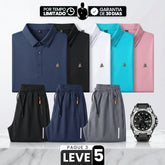 [Leve 5, Pague Só 3] Camisa Polo Vantum Masculina em Poliéster Performance e Elastano com Emblema Metálico de Pinheiro + BRINDES