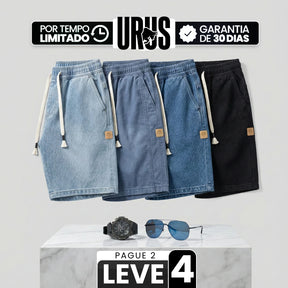 [Leve 4, Pague Só 2!] Bermuda Jeans Knox Masculina em Sarja de Algodão e Poliéster com Cós Elástico + BRINDES