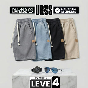 [Leve 4, Pague Só 2!] Bermuda Jeans Knox Masculina em Sarja de Algodão e Poliéster com Cós Elástico + BRINDES