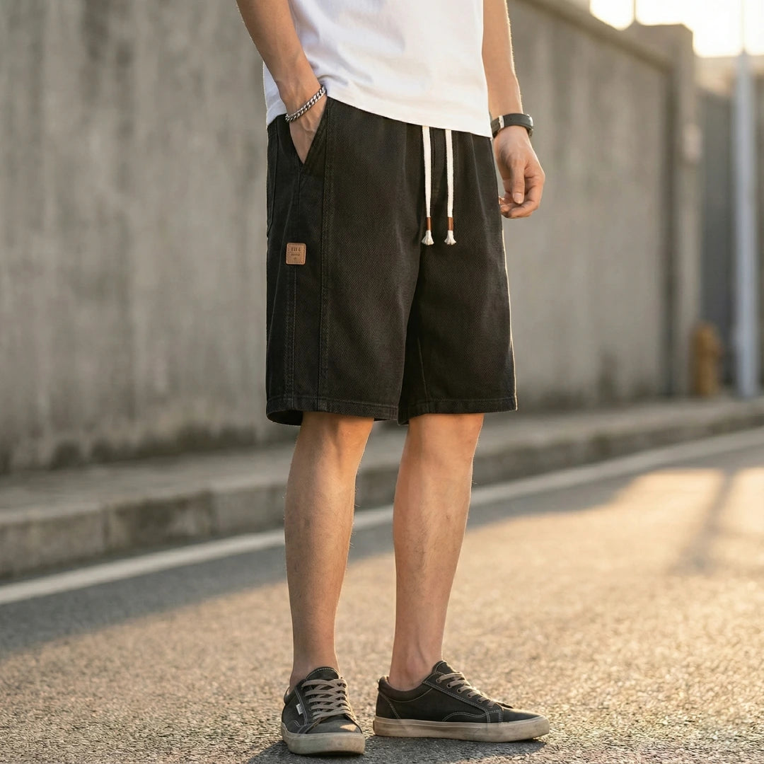 [Leve 4, Pague Só 2!] Bermuda Jeans Knox Masculina em Sarja de Algodão e Poliéster com Cós Elástico + BRINDES