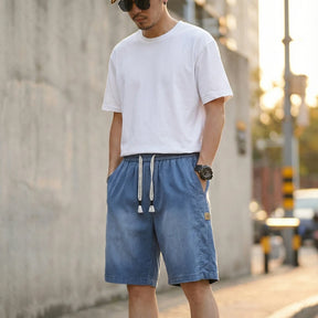 [Leve 4, Pague Só 2!] Bermuda Jeans Knox Masculina em Sarja de Algodão e Poliéster com Cós Elástico + BRINDES