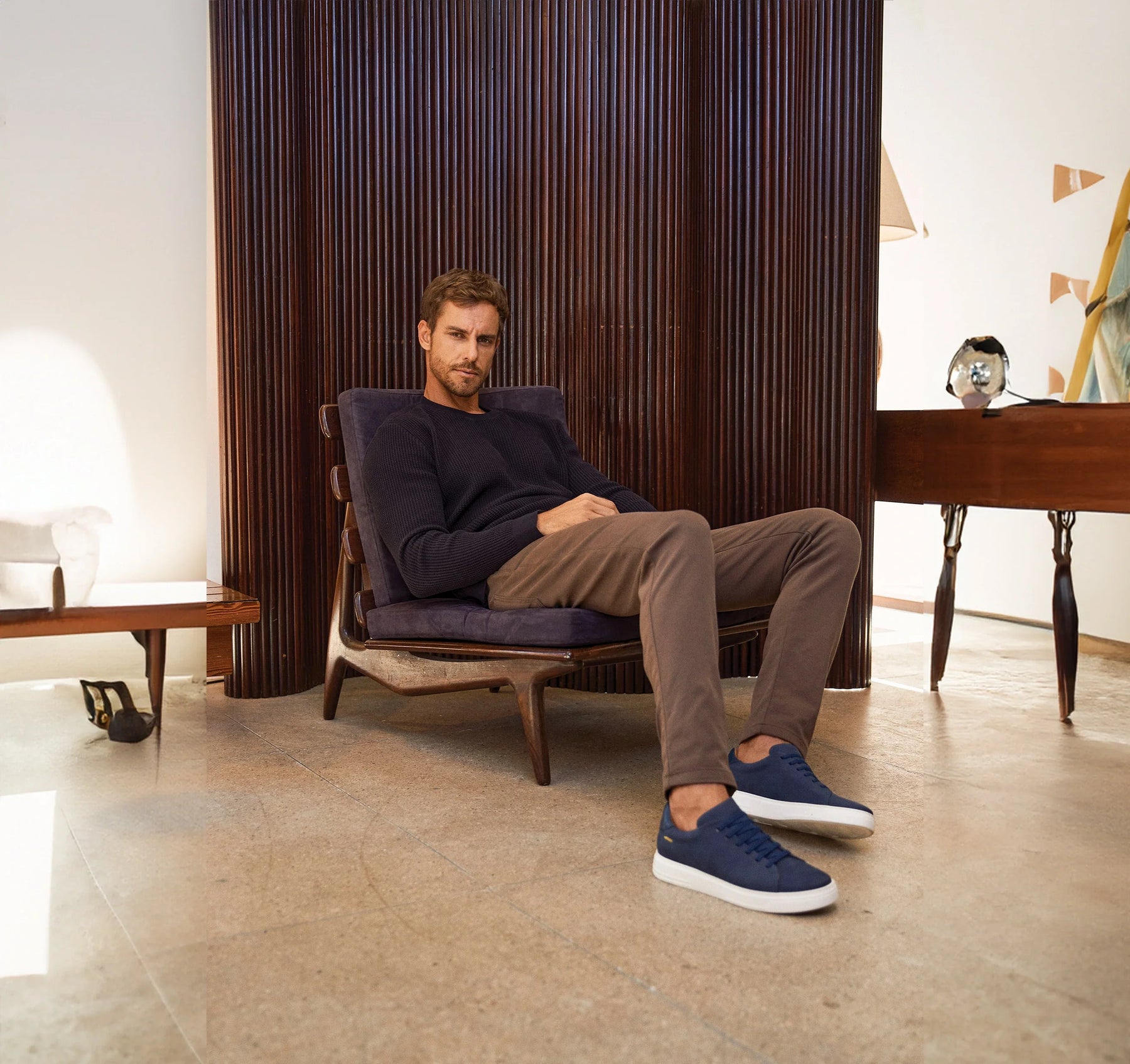 Tênis Slipon em Couro Marinho - Nathan